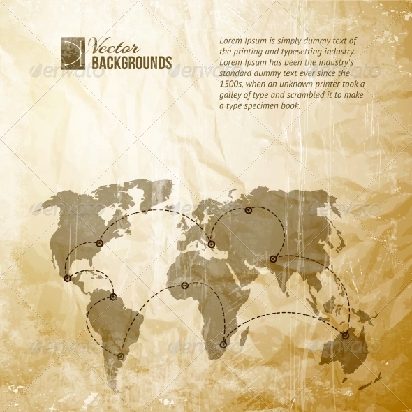 World Map in Vintage Pattern. - Abstract Conceptual