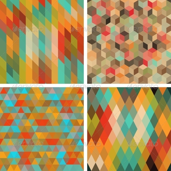 Seamless Abstract Geometric Patterns Set. - Backgrounds Decorative