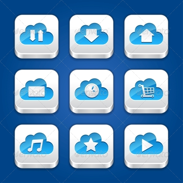 Collection of Icons with Clouds. - Computers Technology