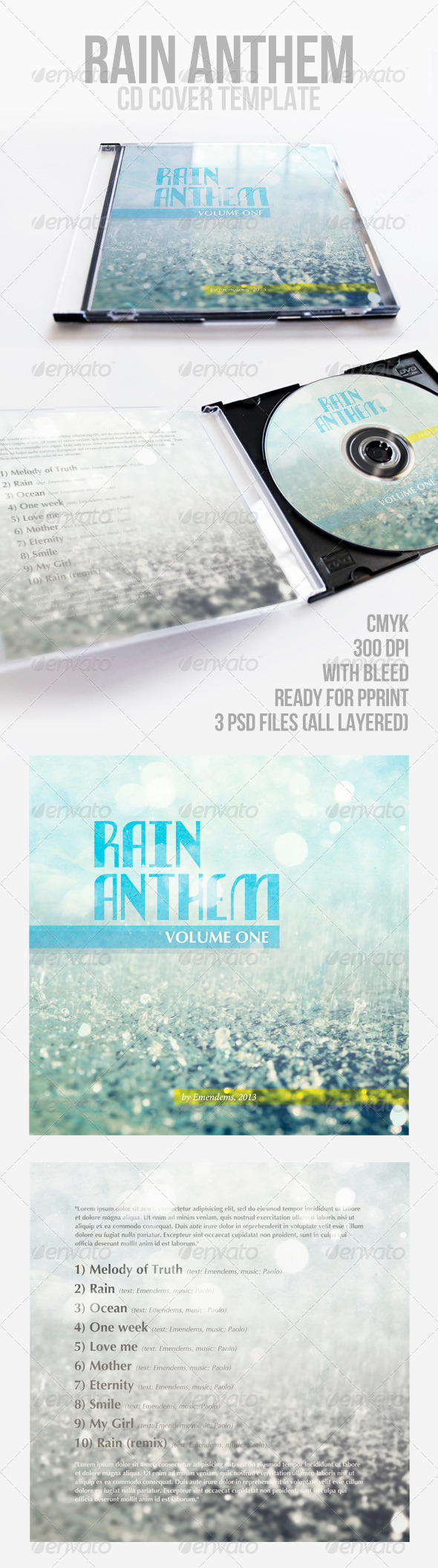 Rain Anthem CD Cover Template - CD & DVD Artwork Print Templates