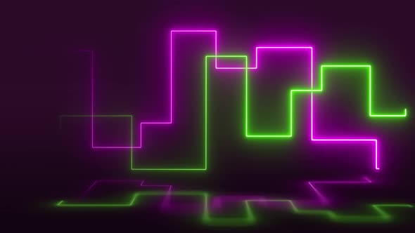 Pink and Green Neon Lights Glowing Lines Loop Abstract 4K Moving Wallpaper Background alt