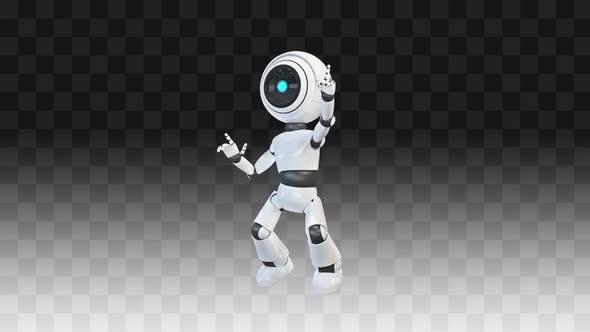 Robot Dancing A Funny Dance Around Him alt