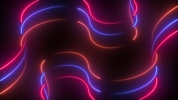 Abstract Neon Curved Wavy Lines