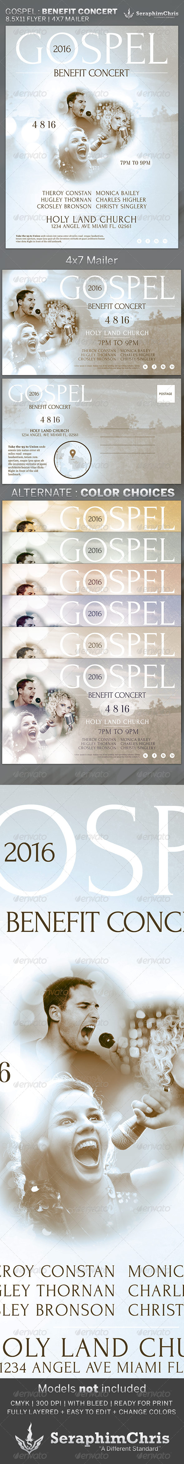 Gospel: Benefit Concert Church Flyer Template - Church Flyers