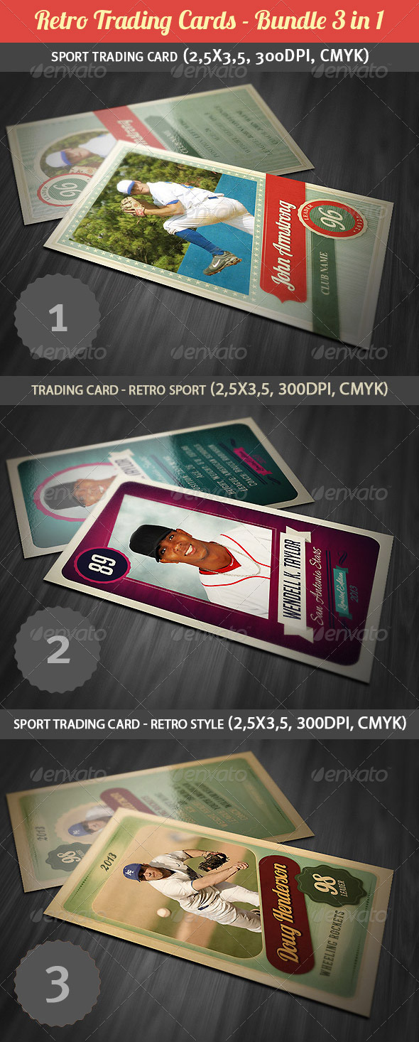 Retro Trading Cards Bundle - Miscellaneous Print Templates