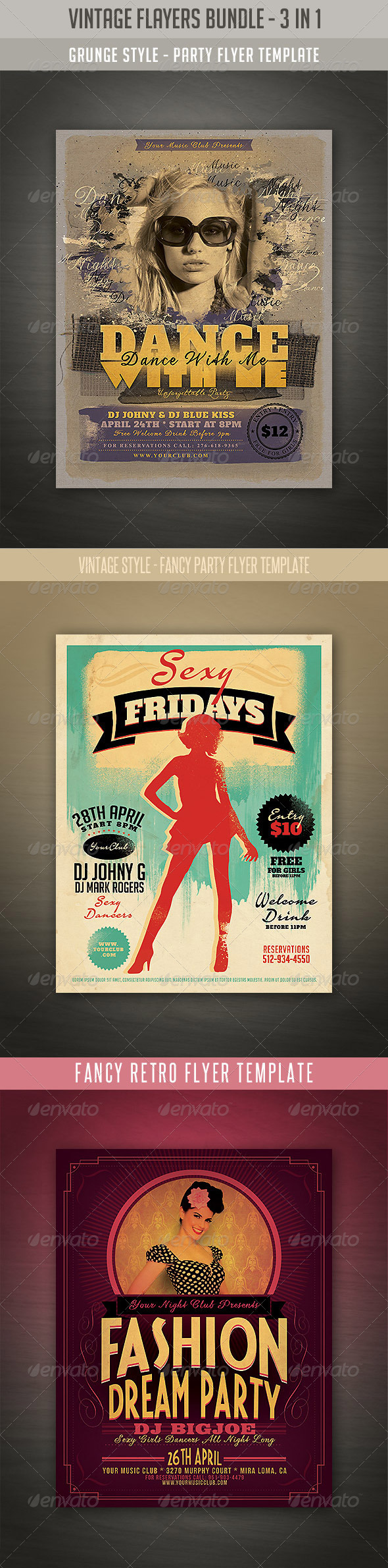 Vintage Style Flyers Bundle - Events Flyers