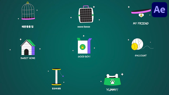 Pets Icons And Titles for After Effects Titles template preview