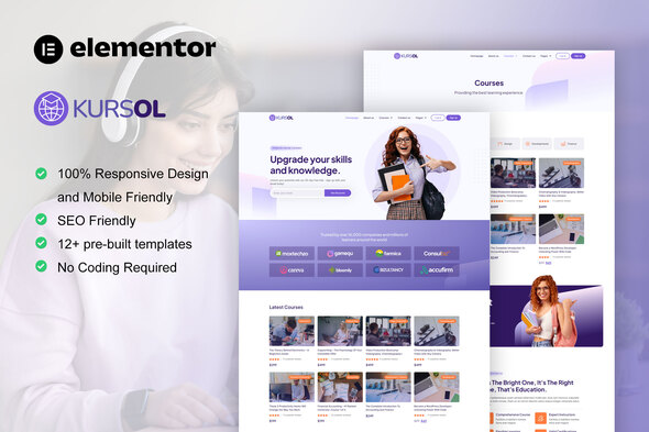 Kursol - Online Course & Education Elementor Pro Template Kit