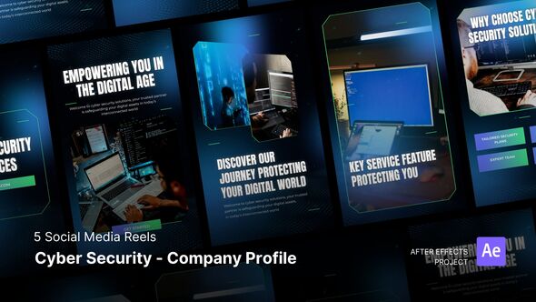 Social Media Reels - Cyber Security Company Dark Profile After Effects Project Files Openers template preview