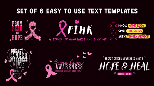 Breast Cancer Awareness Titles Pack Titles template preview