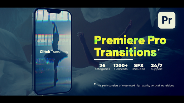 Vertical Transitions Premiere Pro template preview
