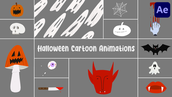 Halloween Cartoon Animations for After Effects Elements template preview
