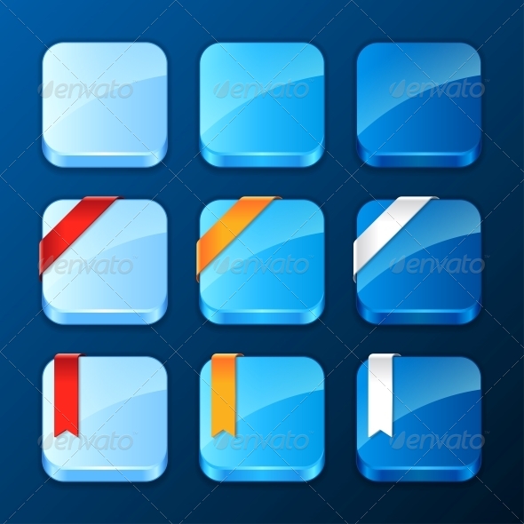 Set of Icons with Ribbons and Banners - Web Technology
