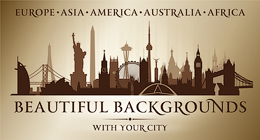 Bronze backgrounds with cities silhouettes