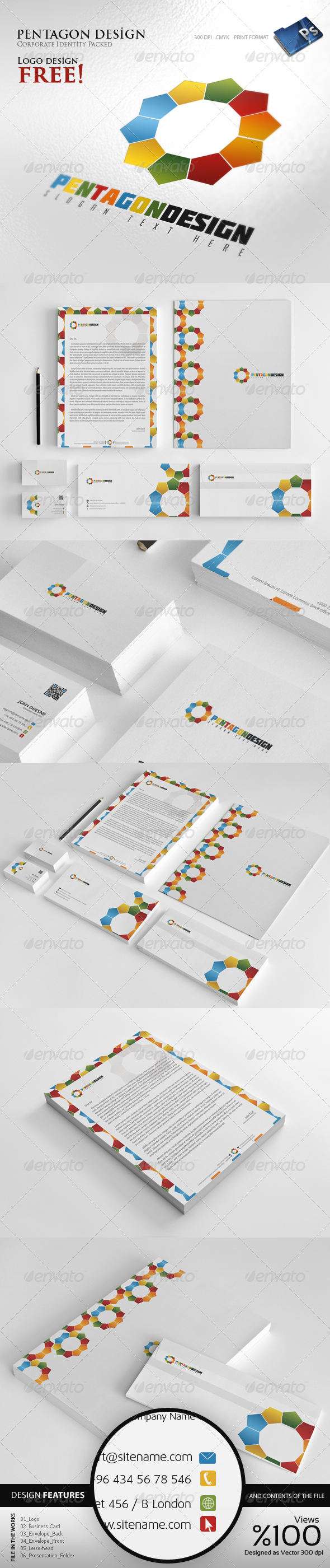 Pentagon Design - Corporate identity - Stationery Print Templates