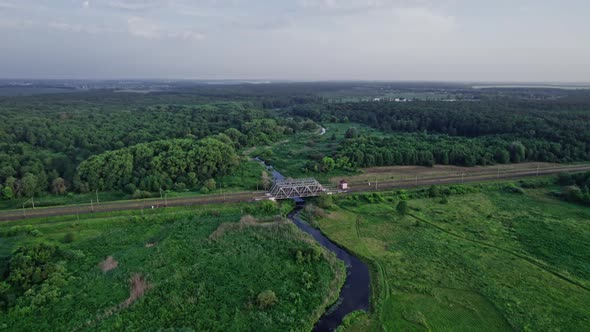 Railway Bridge Over the River Top View alt