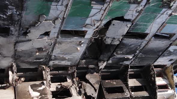Vertical Video of a Destroyed Building in Borodyanka Ukraine alt