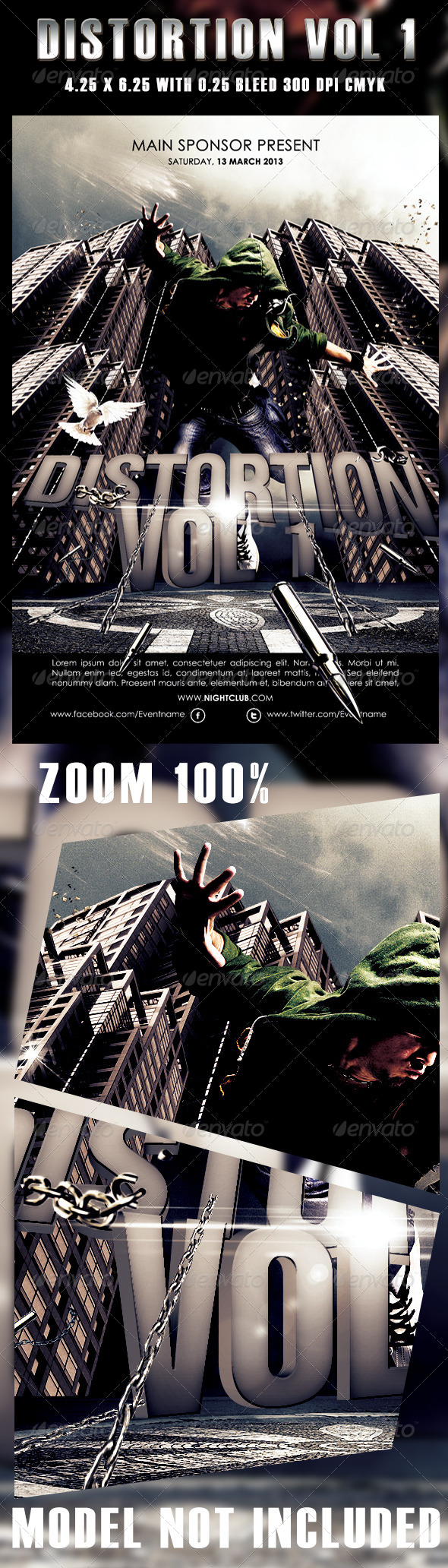 Distortion Vol 1 Flyer Template - Concerts Events