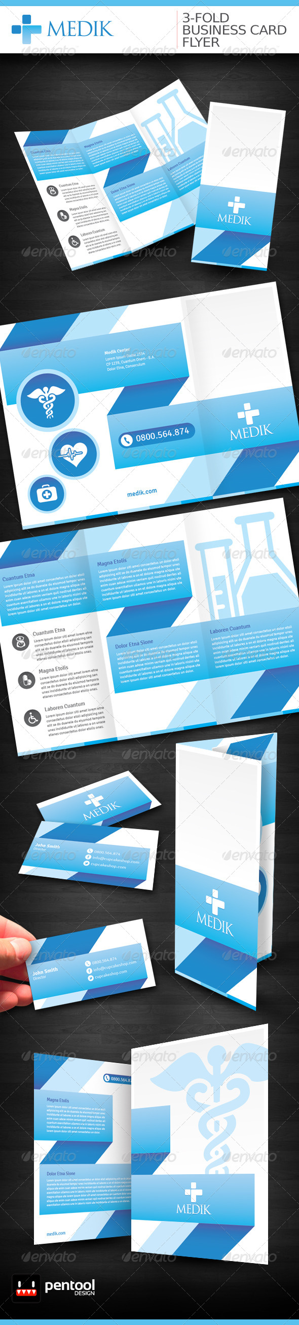 Medik 3-Fold/Business Card/Flyer - Stationery Print Templates