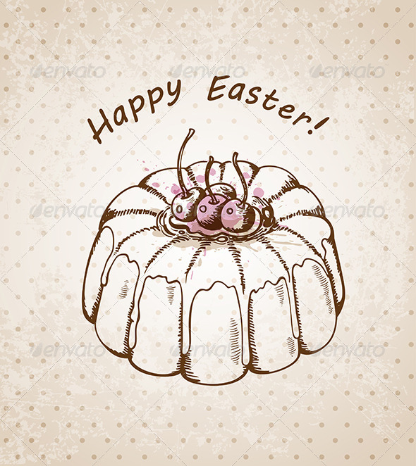 Easter Background with Cake - Food Objects
