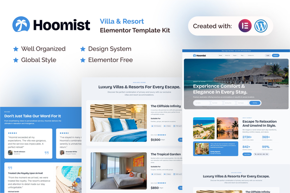 Hoomist - Villa & Resort Elementor Template Kit