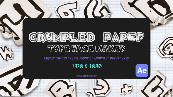 Crumpled Paper Typeface Maker Titles template preview