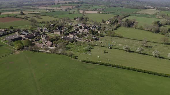 Hidcote Boyce Small Village, Hamlet North Cotswolds Aerial Spring Landscape Colour Graded