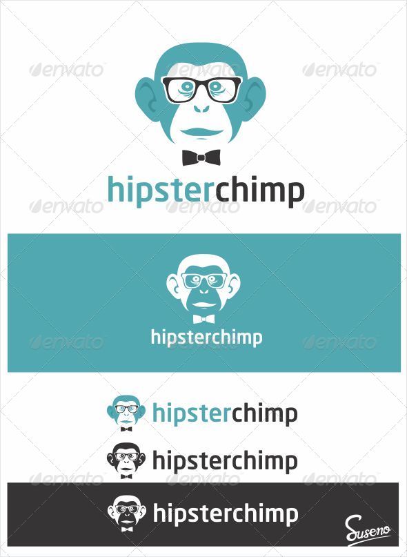 Hipster Chimp Logo - Animals Logo Templates