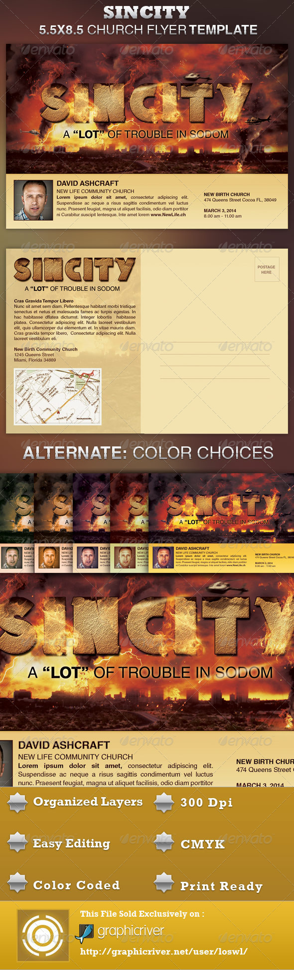 SinCity Church Flyer Template - Church Flyers