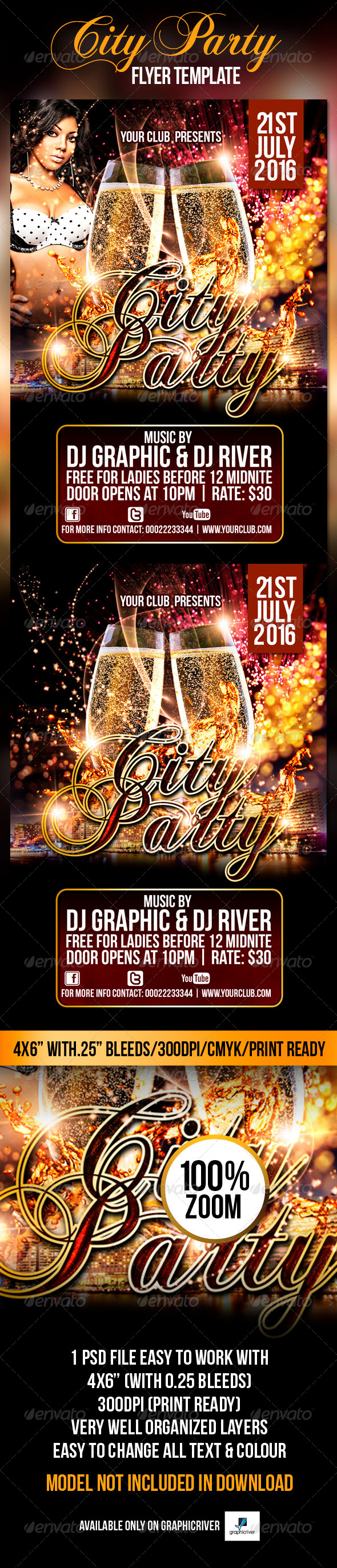 City Party Flyer Template - Flyers Print Templates