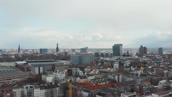 Aerial Slider View of Hamburg City Skyline with Famous Tourist Landmarks alt