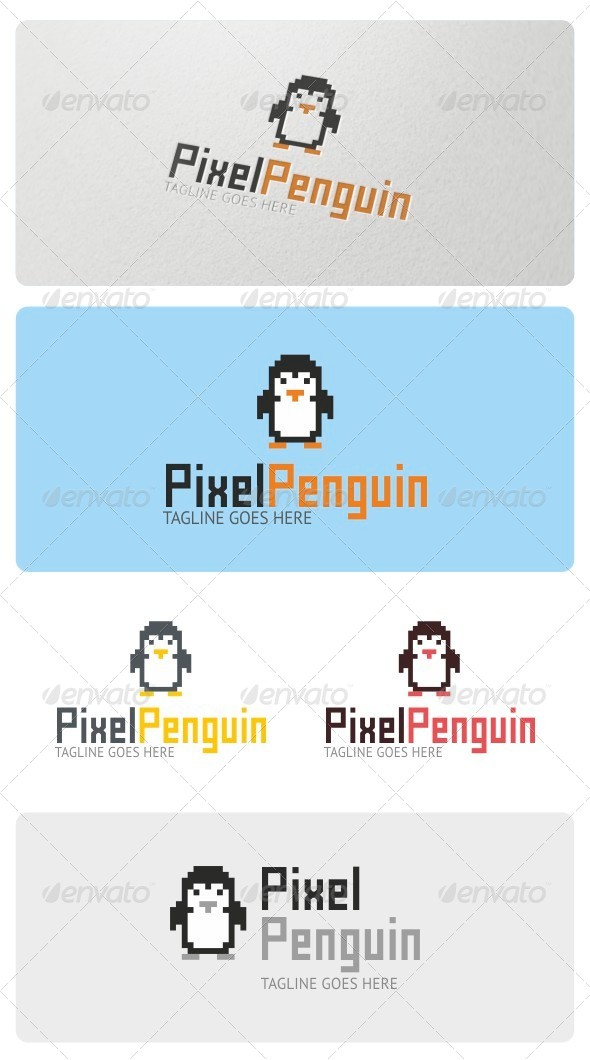 Pixel Penguin Logo Template - Animals Logo Templates