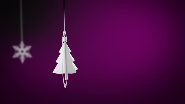 Paper Craft Christmas Tree Swinging Background Looped