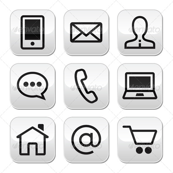 Contact Web Vector Stroke Buttons Set - Web Technology