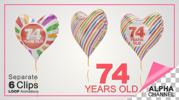 74th Birthday Celebration Heart Shape Helium Balloons