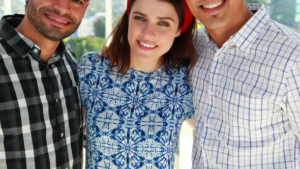 Team of executives standing together in the office 4k alt