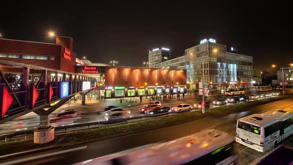 Time lapse of night city streets, Brno in the Czech Republic  alt
