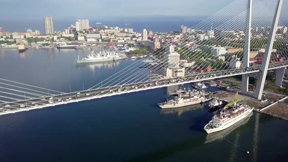 Summer View From a Drone of a City with Hills at Sunrise alt