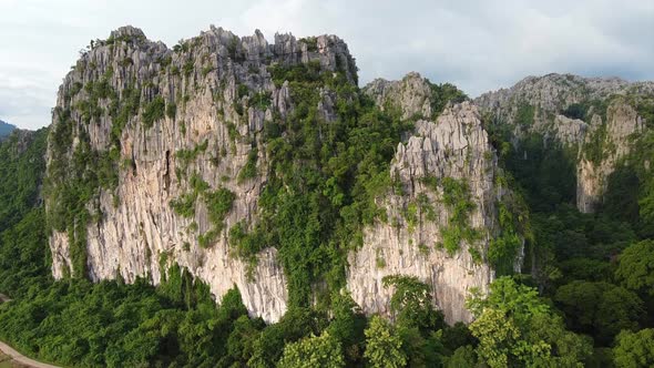 Aerial view of Limestone mountains by drone