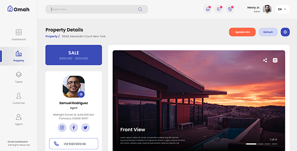 Omah - React (Vite) Real Estate Admin Dashboard Template by DexignZone