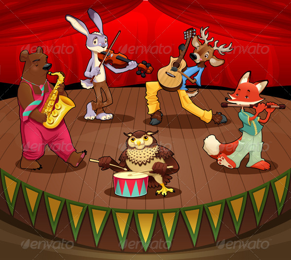musician animals on stage by ddraw graphicriver templates for shirts