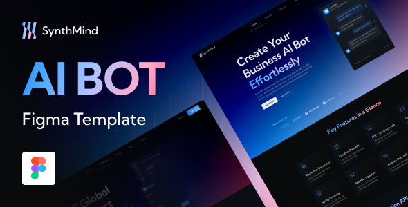 SynthMind - AI Generator Bot Business and Technology Startup Figma Template
