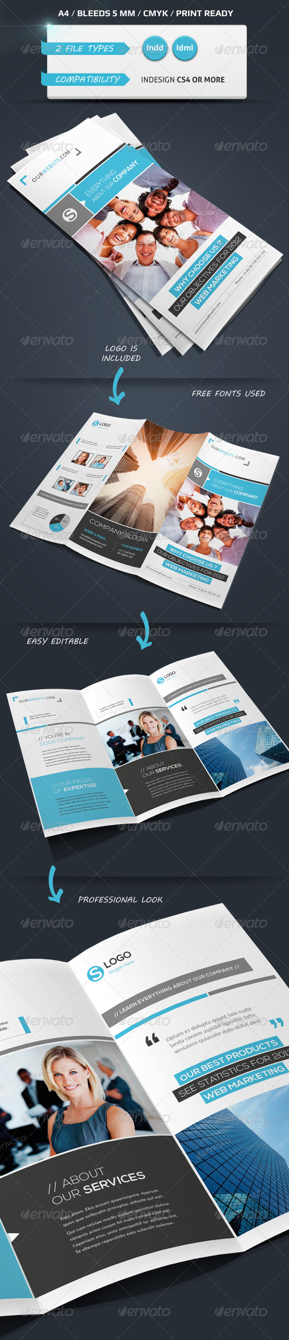 Modern & Corporate Trifold Brochure A4 - Brochures Print Templates