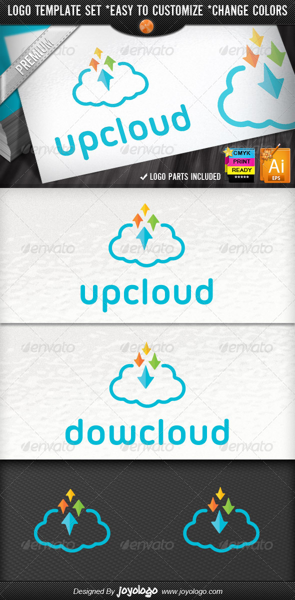 Pixel Arrows Storage Up Cloud Logo Template - Symbols Logo Templates