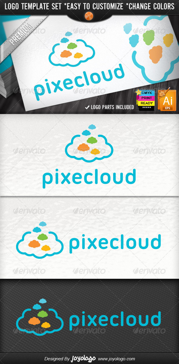 Creative Pixel Clouds Application Logo Template - Symbols Logo Templates