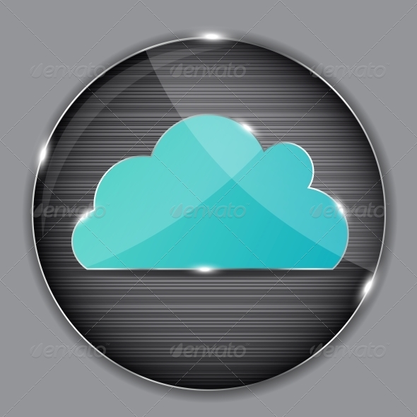 Vector Glass Button with Cloud Icon - Concepts Business