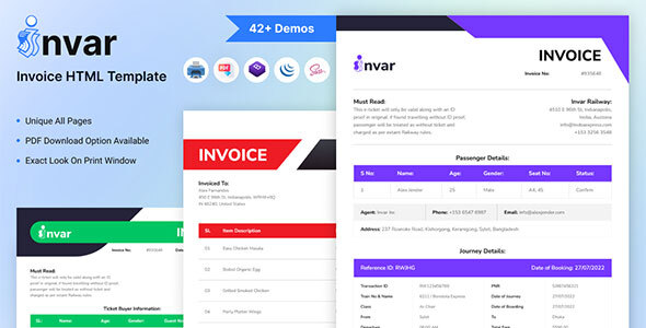 Invar – Invoice HTML Template