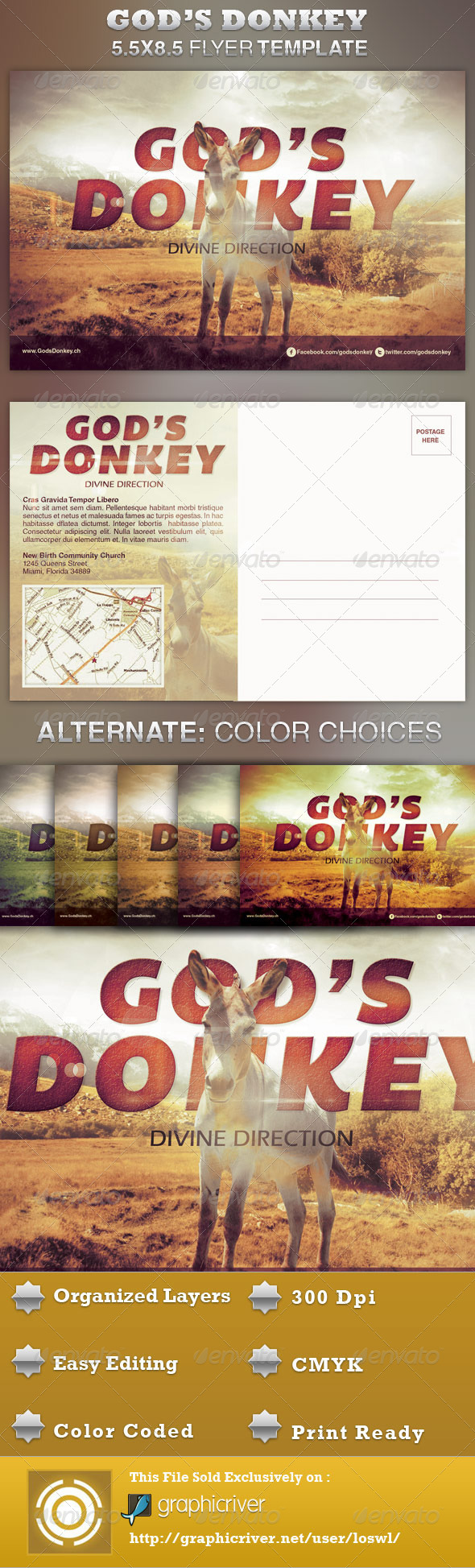 God's Donkey Church Flyer Template - Church Flyers