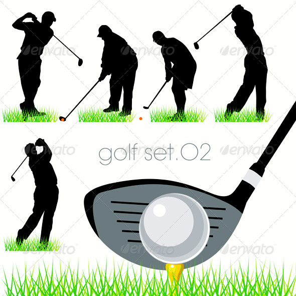 Golf Players Silhouettes Set