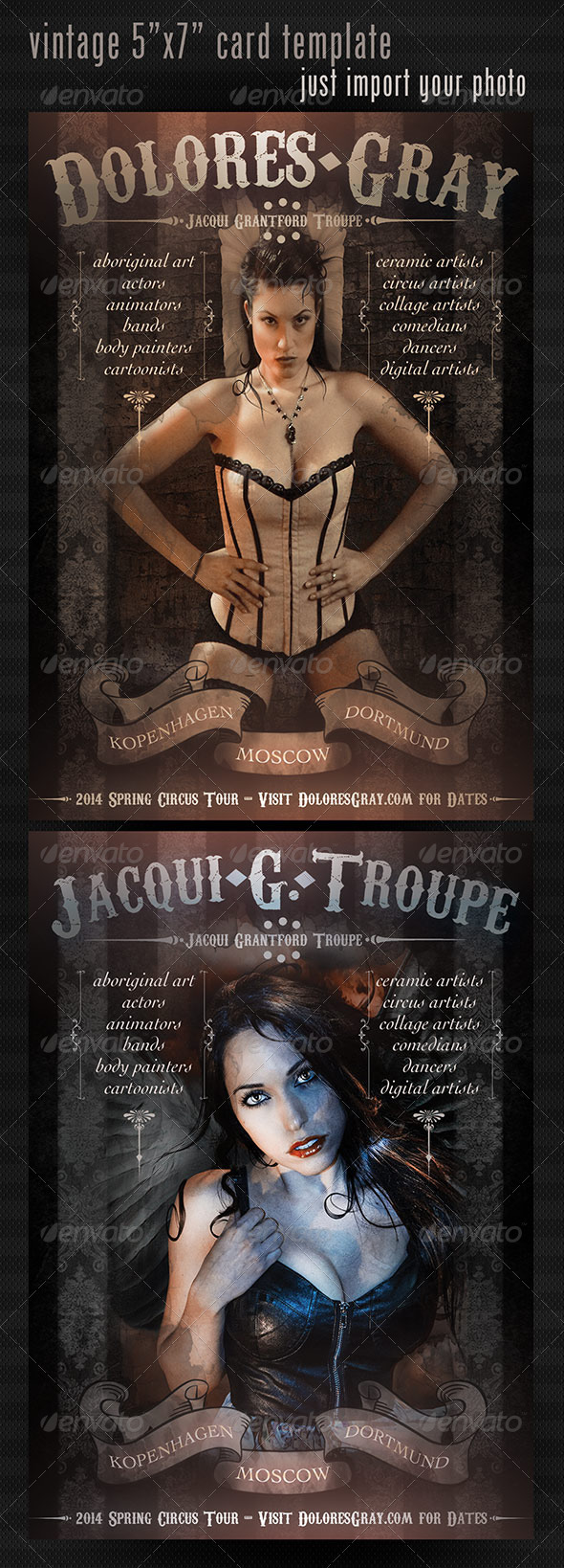 Vintage Looking Circus Style Card - Cards & Invites Print Templates